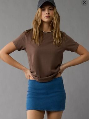 AE Next Level Low-Rise Denim Micro Skort Medium Wash Stretch NWT 2